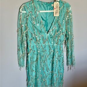 Teal Sequin Dress
